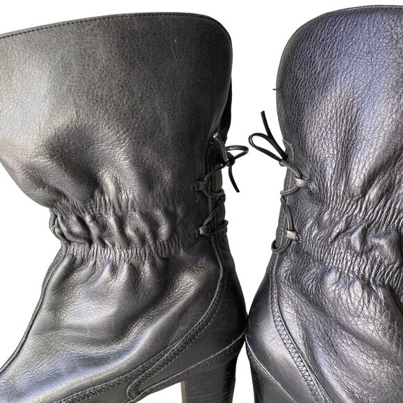 Clarks Artisan Mid Calf Heeled Boots Cinched Shaft 80s Style Women Sz 10 Leather - Picture 10 of 16